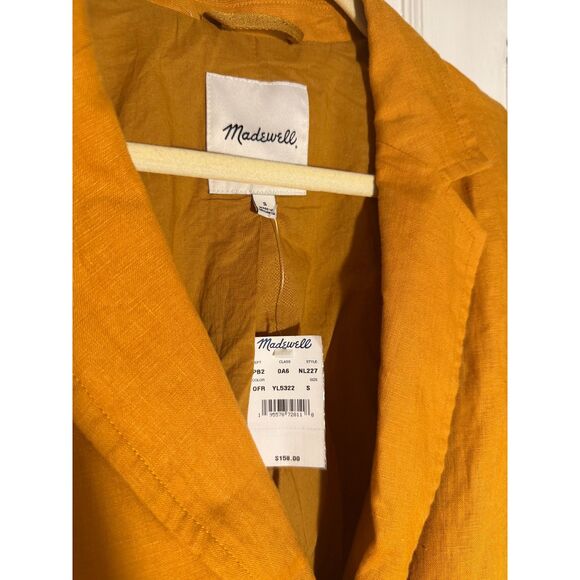 Madewell Orange Linen Oversized Double Breasted Blazer NWT Size Small - Picture 6 of 9